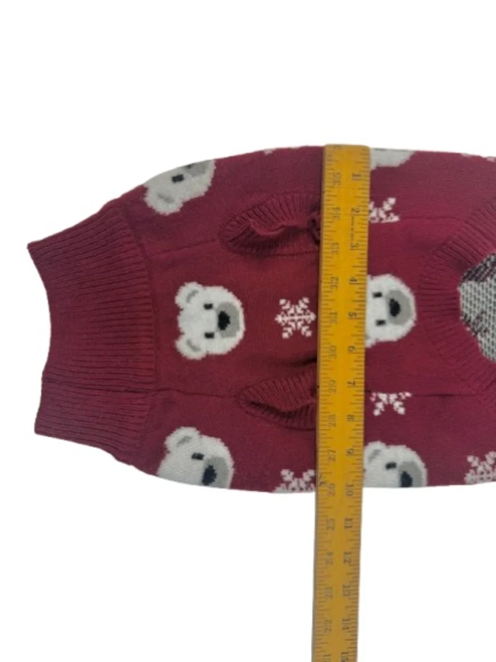 Burgundy Polar Bear Knit Dog Sweater